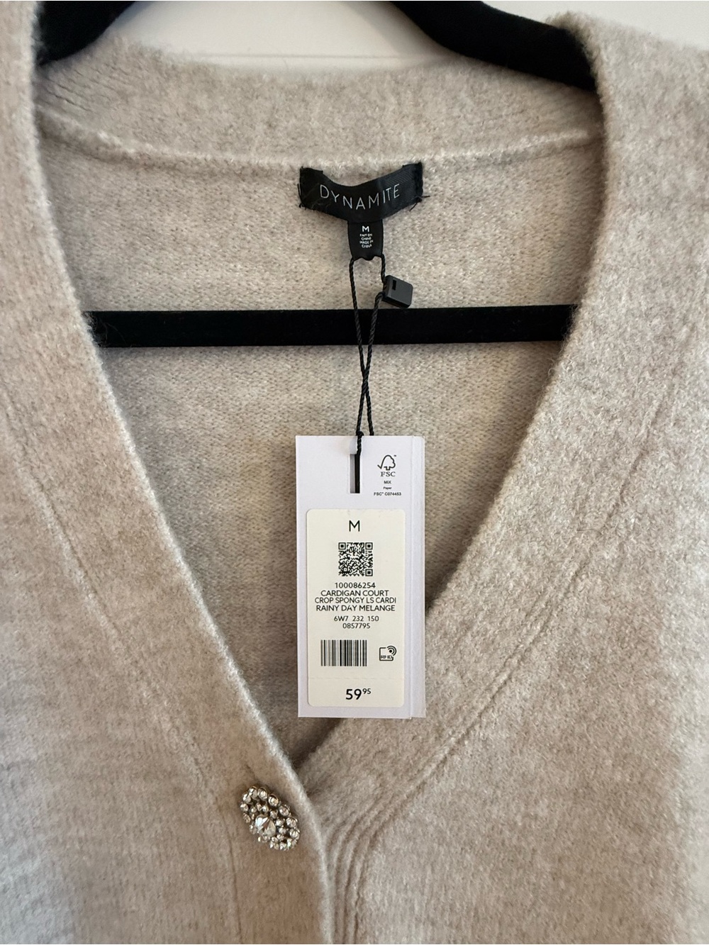 Dynamite Light Beige Cropped V-Neck Button Cardigan - Picture 2 of 3